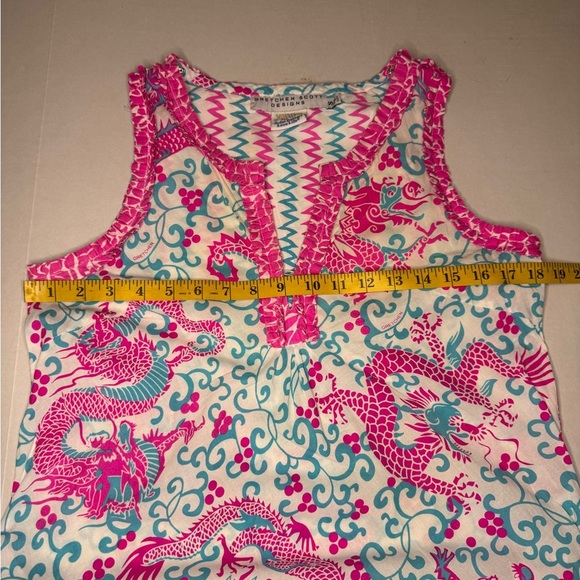 Gretchen Scott Vibrant Pink and Blue Dragon Print Dress Size S. - Picture 12 of 14